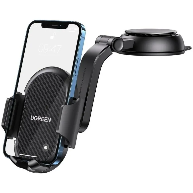 Ugreen Suport auto pentru telefon mobil, Ugreen, LP405, Brat reglabil, Silicon/PVC, 4.7-7.2 inch, Negru