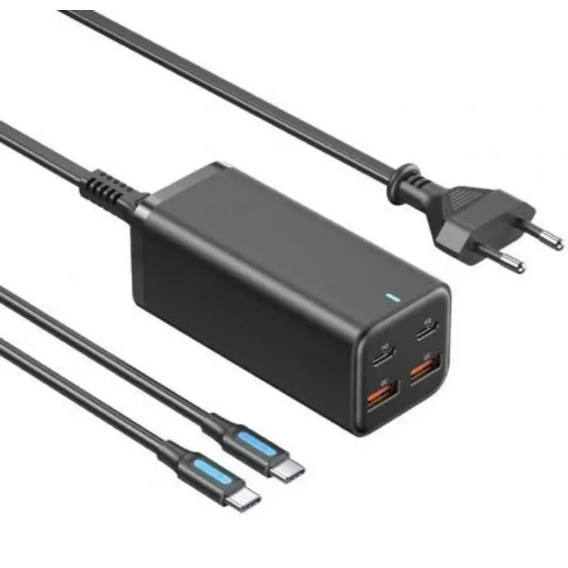 Vention ALIMENTATOR SmartPhone la 220V Vention 4-Port USB, USB C x 2 si USB x 2, GaN Charger, putere 100W-100W-18W-18W, EU-Plug, Negru, FBSBG-EU