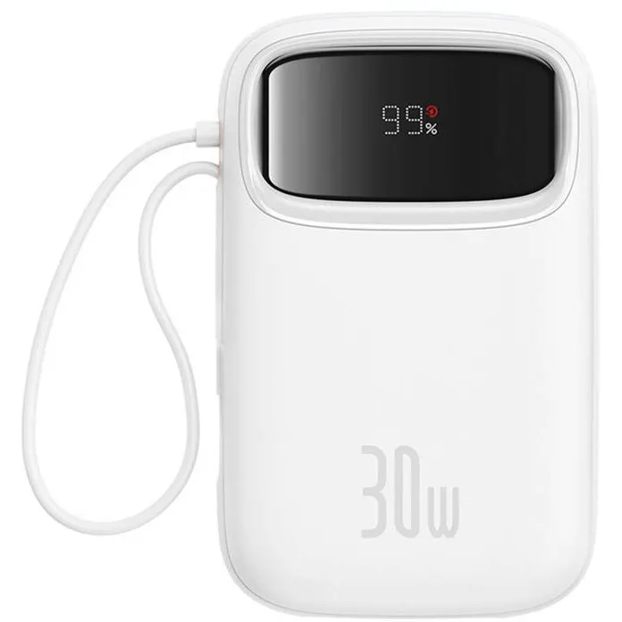 BASEUS Power bank Baseus, QPow 2, 10000mAh, 30W, 2xUSB-C, Alb