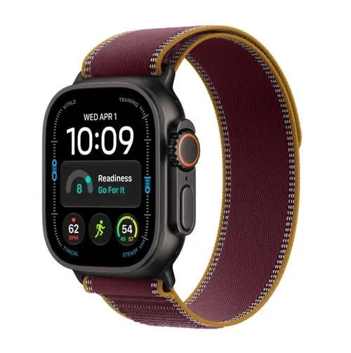 Smartwatch Apple Watch Ultra 4, GPS + Cellular, 49mm, Ecran Retina LTPO OLED, Chip S11 cu Procesor Dual-Core, 64GB Flash, Wi-Fi, Bluetooth, Carcasa Titanium, Curea Trail Loop S/M (Negru)