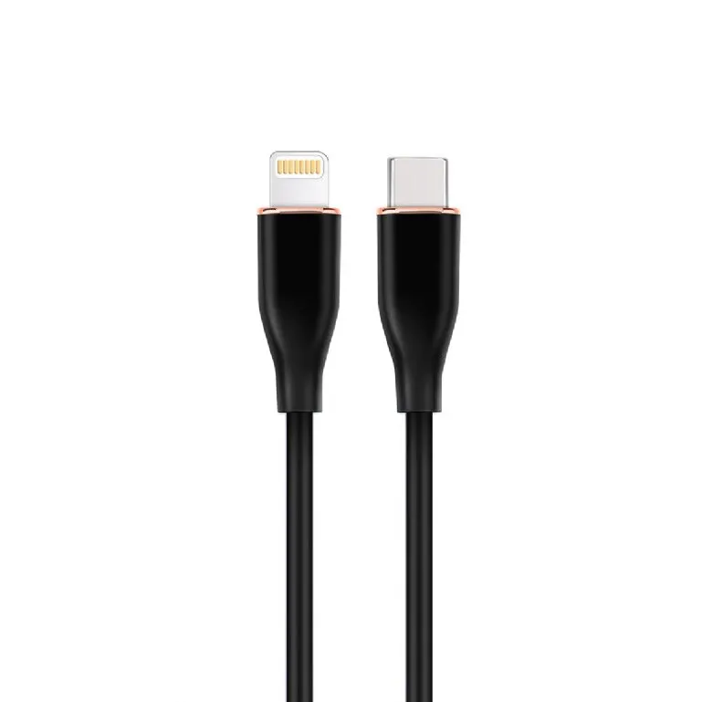 GEMBIRD Cablu silicon USB 2.0 type C la iPhone Lightning 1.5m Negru, Gembird CC-USB2S-CM8PM-1.5M-BK