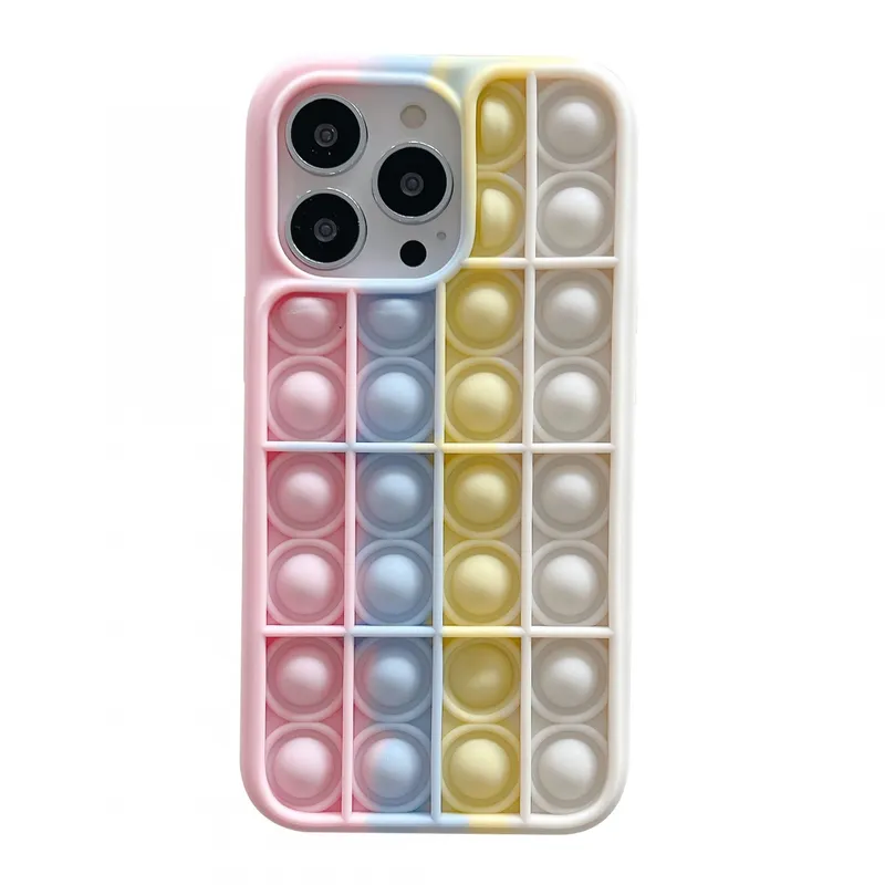 Flippy, Husa de protectie Flippy Pop It compatibila cu Apple iPhone 13 Pro, Model 5, Multicolor