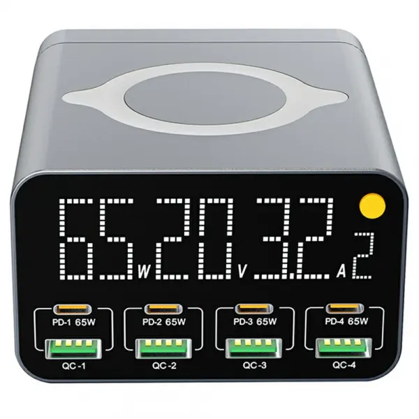 OEM Incarcator Statie OEM WLX-M3 QI, 80W, 4 x USB-A - 4 x USB-C, Gri