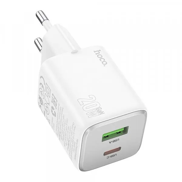 HOCO Incarcator Retea HOCO N41, 20W, 3A, 1 x USB-A - 1 x USB-C, Alb