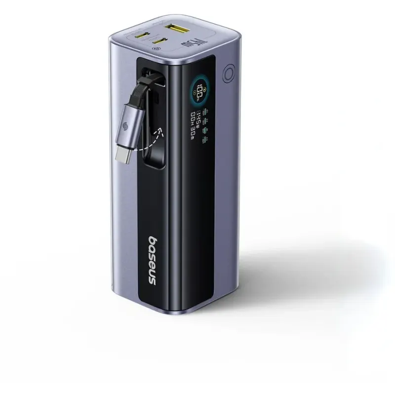 BASEUS Baterie externa Baseus EnerGeek GR11 20.000 mAh 145W, cu cablu retractabil, Gri