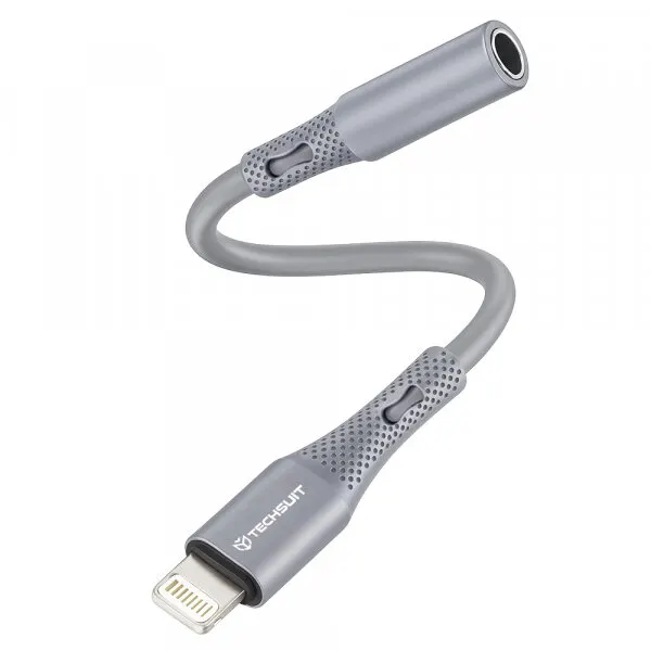 techsuit Adaptor Audio Lightning - 3.5mm Techsuit AC2 SoundFlex, Gri