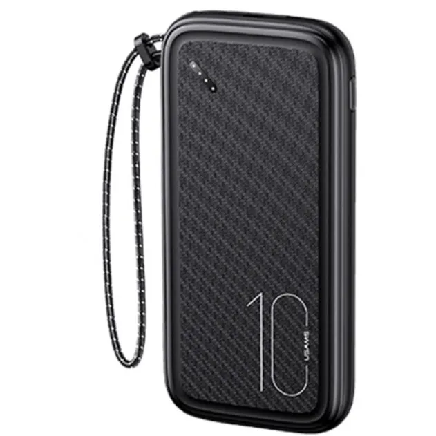 Usams Baterie externa USAMS PB56, capacitate 10000mAh, 2xUSB, USB-C, Micro-USB, Negru