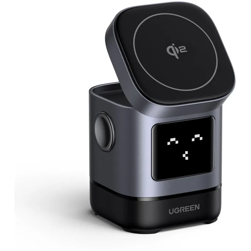 Ugreen Incarcator wireless magnetic UGREEN Uno 2in1 15W Gri
