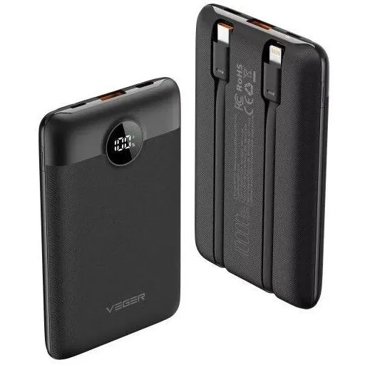 VEGER Baterie Power Bank Veger USB 10000 mah / 22.5W W/CABLE C11 W1170, Negru
