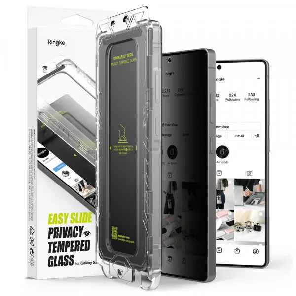 Ringke Folie de protectie Ecran Privacy Ringke Easy Slide pentru Samsung Galaxy S25 Ultra S938, Sticla Securizata, Full Glue, Set 2 bucati