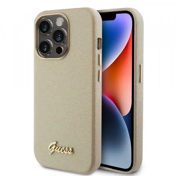 Guess Husa pentru Apple iPhone 15 Pro Max, Guess, Glitter Glossy Script, Bej