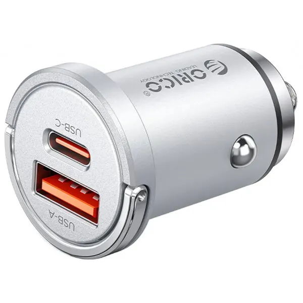 Orico Incarcator Auto Orico MiniRing Pro, 45W, 3A, 1 x USB-A - 1 x USB-C, Argintiu