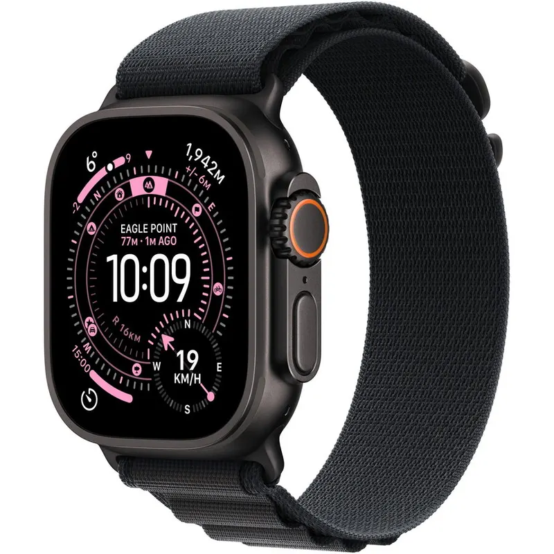 Apple Apple Watch Ultra 3, GPS + Cellular, Carcasa Black Titanium 49mm, Black Alpine Loop - Large