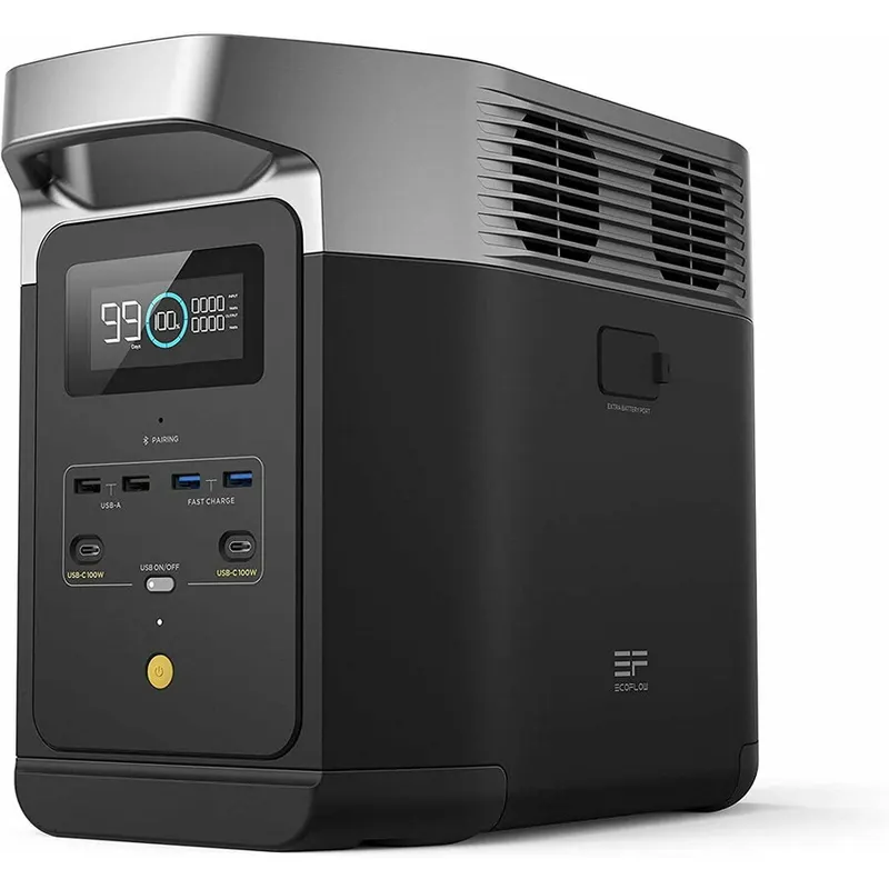 ECOFLOW Statie de incarcare portabila Power Station EcoFlow Delta 2, 1024 Wh, LiFePO4, iesire 12V, iesire USB-A, USB-PD, 4x 230V, Negru-Argintiu