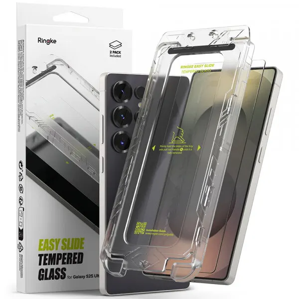 Ringke Folie de protectie Ecran Ringke Easy Slide pentru Samsung Galaxy S25 Ultra S938, Sticla Securizata, Full Glue, Set 2 bucati