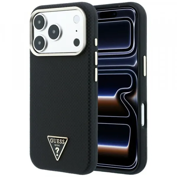 Guess Husa MagSafe pentru Apple iPhone 18 Pro / 17 Pro, Guess, Kevlar Triangle Logo, Neagra