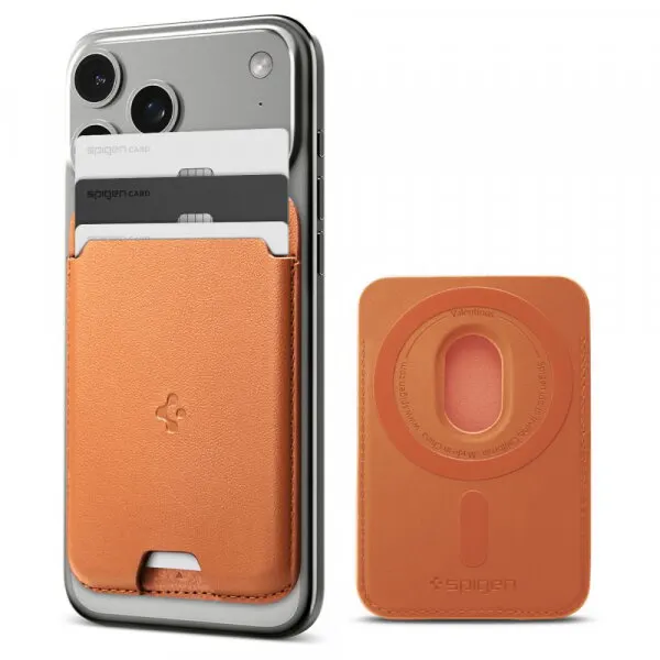 Spigen Portofel MagSafe, Spigen, Valentinus MagFit 3 Cards, Portocaliu AFA11339