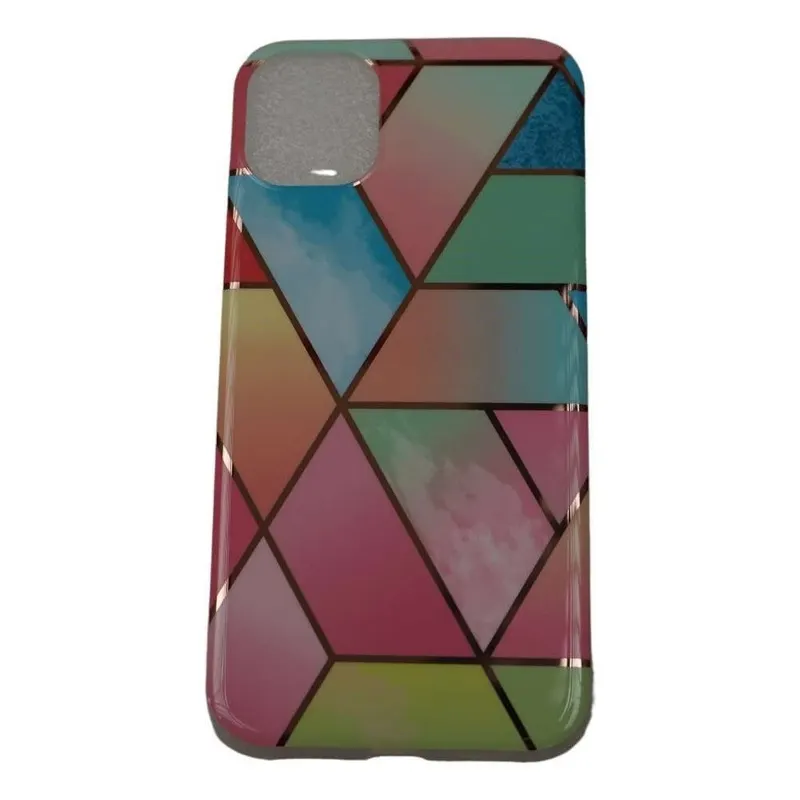 Samsung, Husa protectie pentru Samsung A51 Soft IMD TPU Marble Geometric Roz