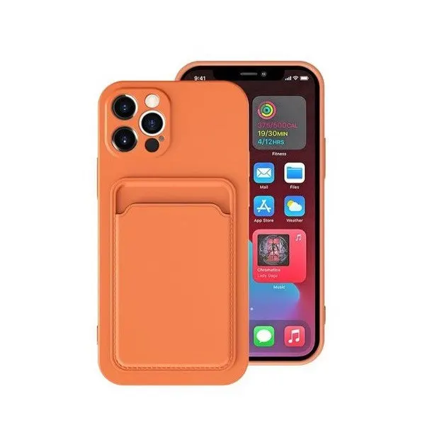Flippy, Husa protectie Flippy cu suport card compatibila cu Apple iPhone 12 Pro Portocaliu