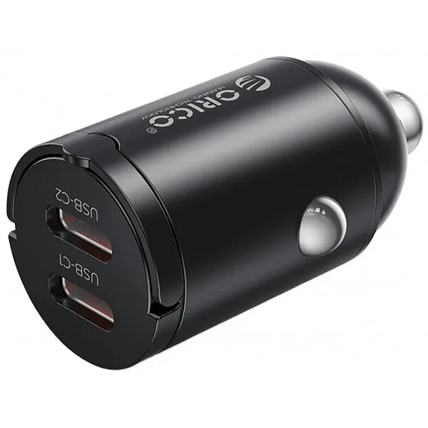 Orico Incarcator Auto Orico MiniRing, 30W, 3A, 2 x USB-C, Negru