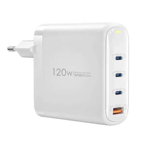 WIWU Incarcator Retea WiWu Wi-U020, 120W, 3A, 1 x USB-A - 3 x USB-C, Alb
