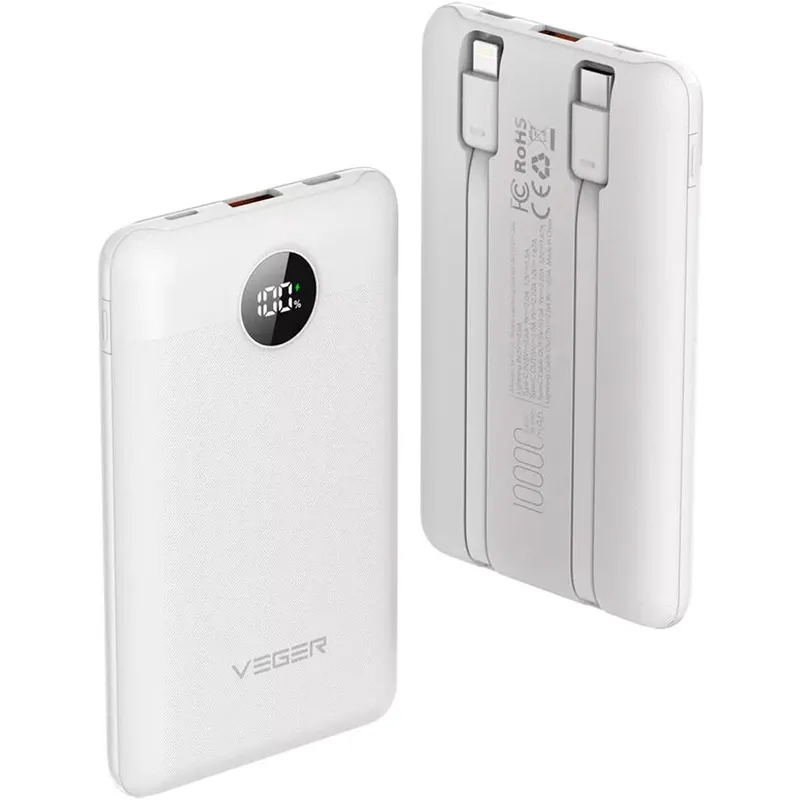 VEGER Baterie portabila Veger C11, 10000 mAh, USB-C, Lightning, USB-A, Alb