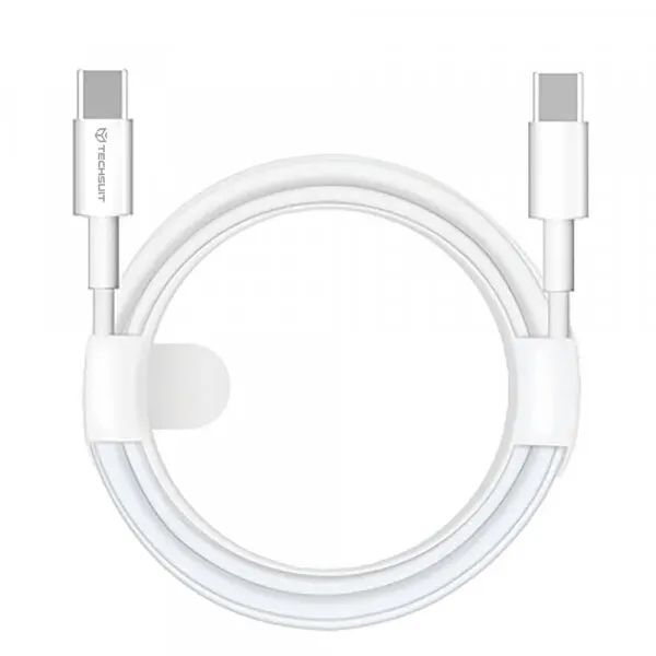 techsuit Cablu Date si Incarcare USB-C - USB-C Techsuit PCB130, 60W, 1m, Alb