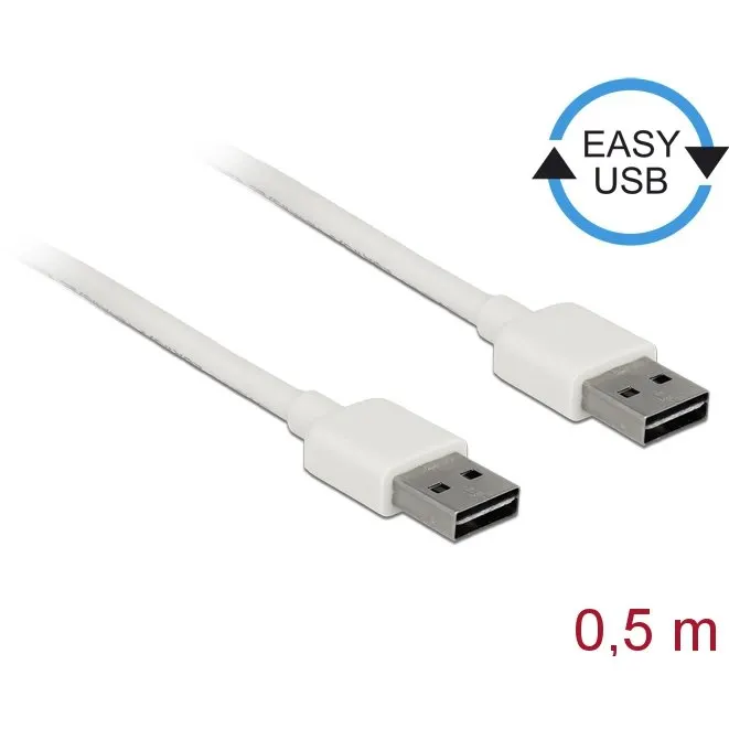 Delock Delock Cable USB AM-AM 2.0 0.5m Easy-USB White