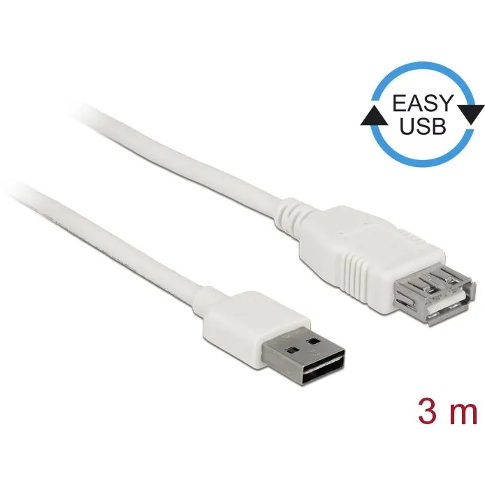 Delock Delock Cable USB AM-AF 2.0 3m Easy-USB White