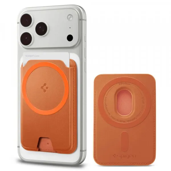 Spigen Portofel MagSafe, Spigen, Valentinus MagFit+ 3 Cards, Portocaliu AFA11340