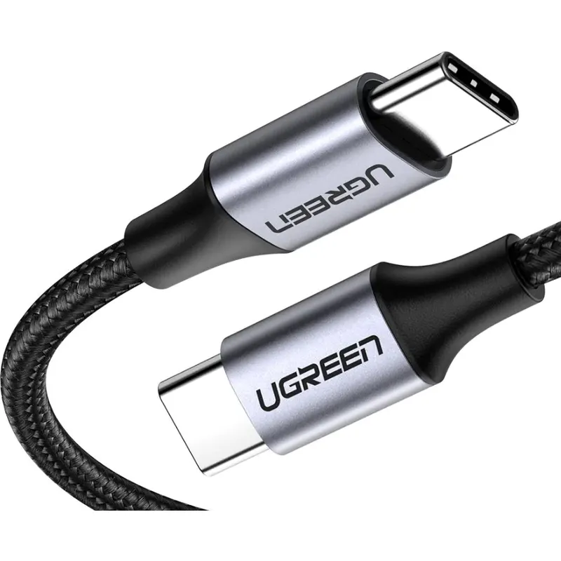 Ugreen CABLU alimentare si date Ugreen, US261, Fast Charging Data Cable pt. smartphone, USB Type-C la USB Type-C 60W/3A, Braided, 2m, Negru-gri 50152