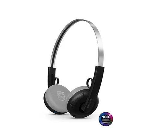 Casti Stereo Wireless On-Ear Philips Retro TAH2000BK/00, Autonomie 26 ore, Bluetooth 5.4, Microfon (Negru)