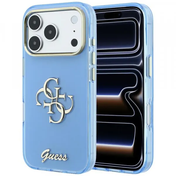 Guess Husa pentru Apple iPhone 18 Pro / 17 Pro, Guess, IML 4G Metal Script, Bleu