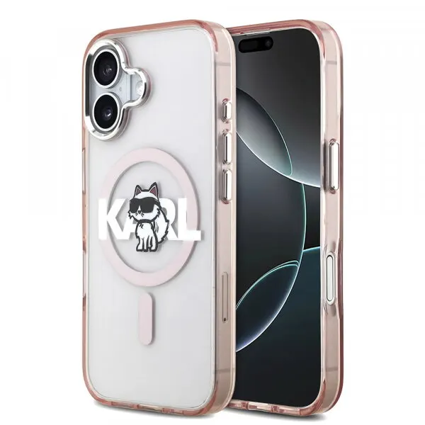Karl Lagerfeld Husa MagSafe pentru Apple iPhone 17, Karl Lagerfeld, IML Sketch Logo Choupette, Roz