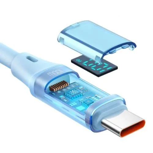 Cablu de date Mcdodo Type-C la Type-C Digital Display Silicone, Fast Charging, 100W, 1.2m, Albastru