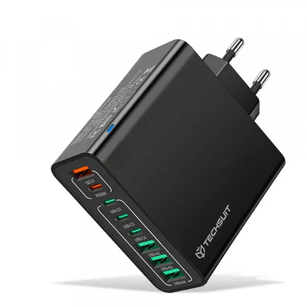 techsuit Incarcator Retea Techsuit CHPD224, 65W, 3.25A, 4 x USB-A - 4 x USB-C, Negru