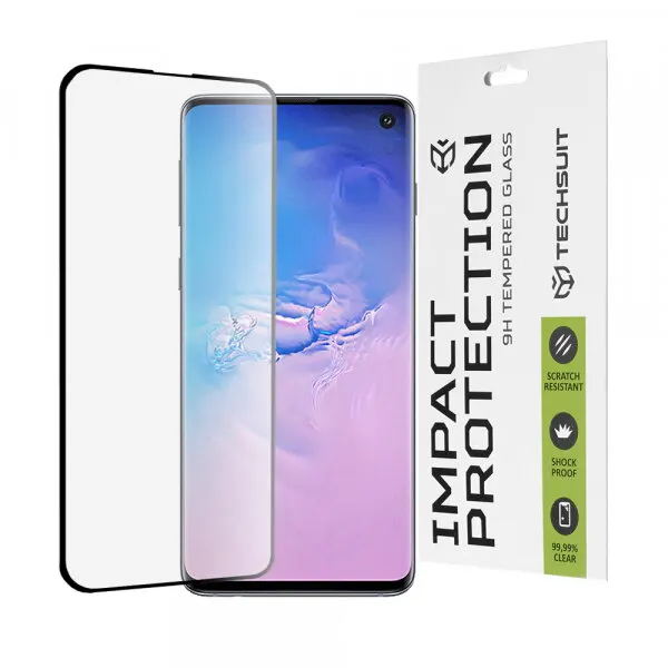techsuit Folie de protectie Ecran Techsuit pentru Samsung Galaxy S10 G973, Sticla Securizata, Full Glue, 111D, Neagra