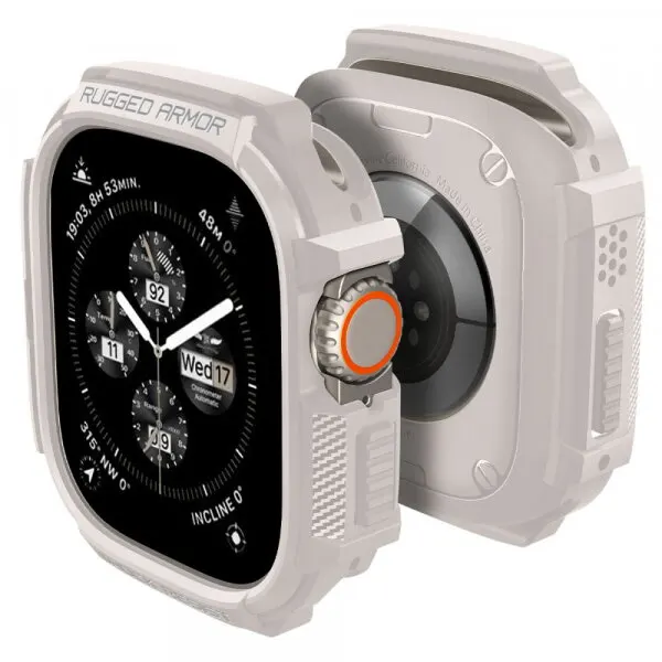Spigen Husa Spigen Rugged Armor pentru Apple Watch Ultra Series, Bej ACS07381