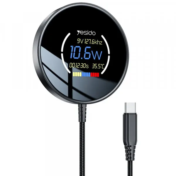 Yesido Incarcator Retea Wireless Yesido DS28 Display, 15W, 1.67A, Negru