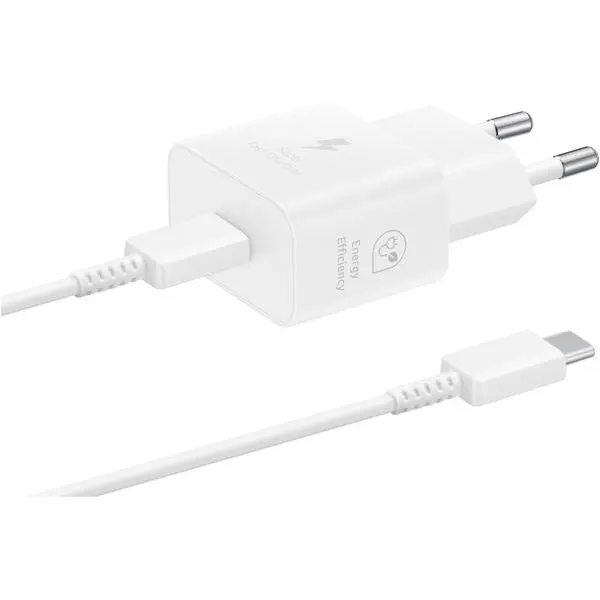 Samsung Incarcator Retea Samsung EP-T2510XWEGEU, 25W, 3A, 1 X USB-C, Cablu USB-C, Alb