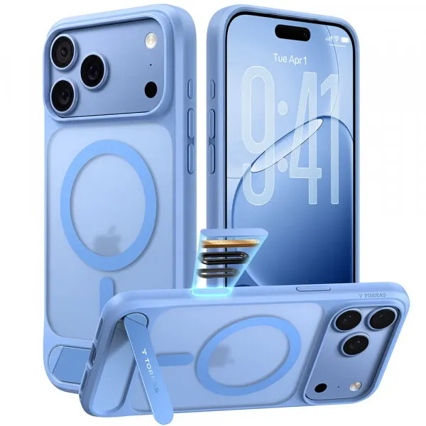 Torras Husa MagSafe pentru Apple iPhone 18 Pro / 17 Pro, Torras, Ostand L1 Guardian, Albastra