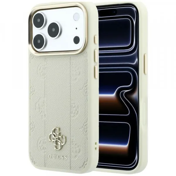 Guess Husa MagSafe pentru Apple iPhone 18 Pro / 17 Pro, Guess, Stripe Peony 4G, Bej