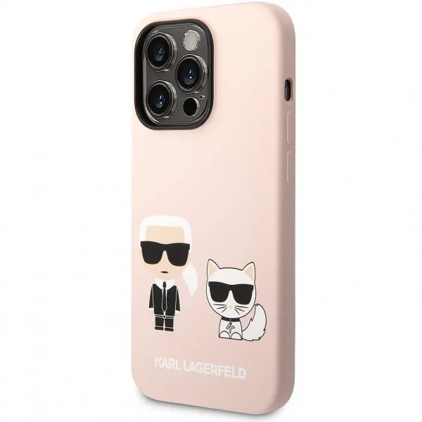 Karl Lagerfeld Husa MagSafe pentru Apple iPhone 14 Pro, Karl Lagerfeld, Silicone Body Karl & Choupette, Roz
