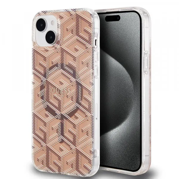 Guess Husa MagSafe pentru Apple iPhone 15 Plus, Guess, IML Gcube, Maro