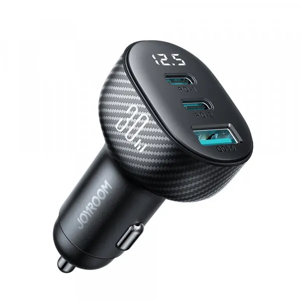 JOYROOM Incarcator Auto Joyroom JR-CCD04, 30W, 3A, 1 x USB-A - 2 x USB-C, Negru