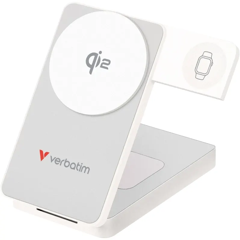 Verbatim Acumulator extern Verbatim Charge ‘n’ Go, 10.000mAh, compatibil MagSafe, USB-C fast charging, 30 W, Alb