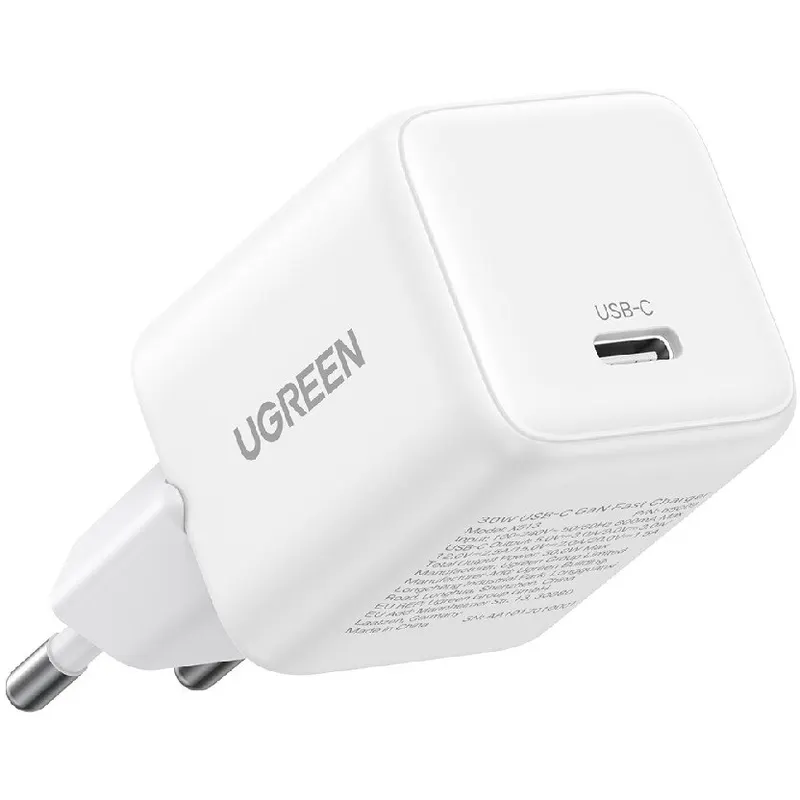 Ugreen Incarcator de retea Ugreen 30W QC4 5V/3A USB-C, GaN Fast Charging, Alb
