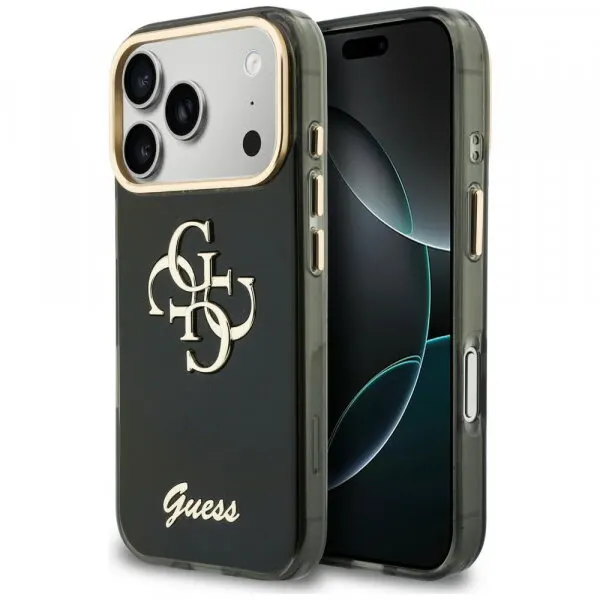 Guess Husa pentru Apple iPhone 18 Pro / 17 Pro, Guess, IML 4G Metal Script, Neagra