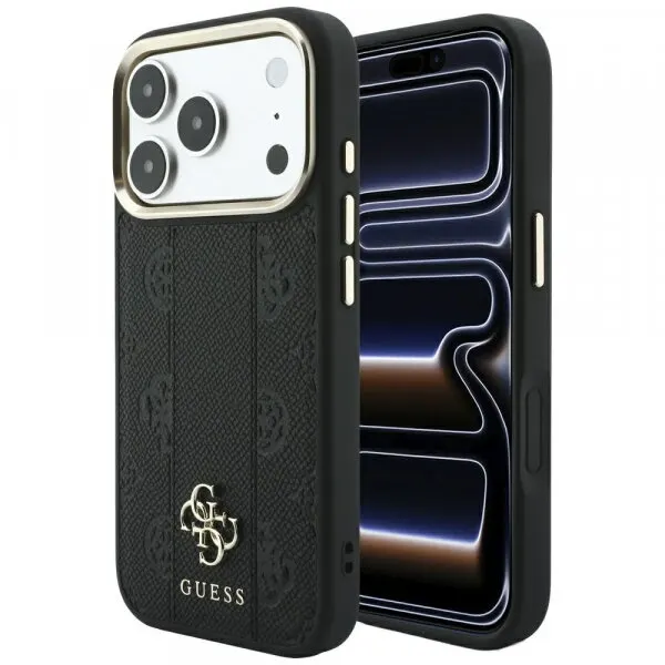 Guess Husa MagSafe pentru Apple iPhone 18 Pro / 17 Pro, Guess, Stripe Peony 4G, Neagra