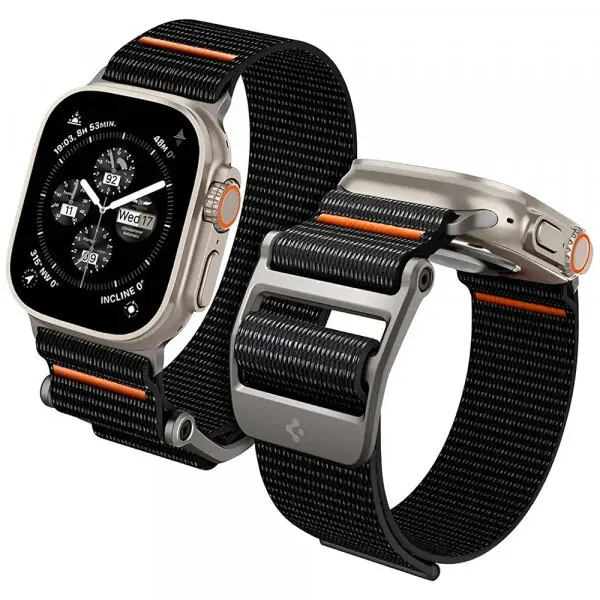 Spigen Curea Spigen DuraPro Flex pentru Apple Watch 49mm / 46mm / 45mm / 44mm Series, Neagra Portocalie AMP05981